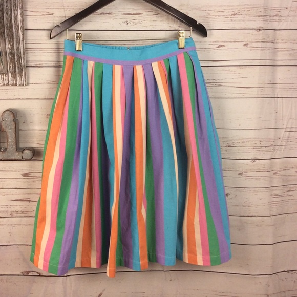 Modcloth Dresses & Skirts - Mod cloth rainbow striped full skirt M